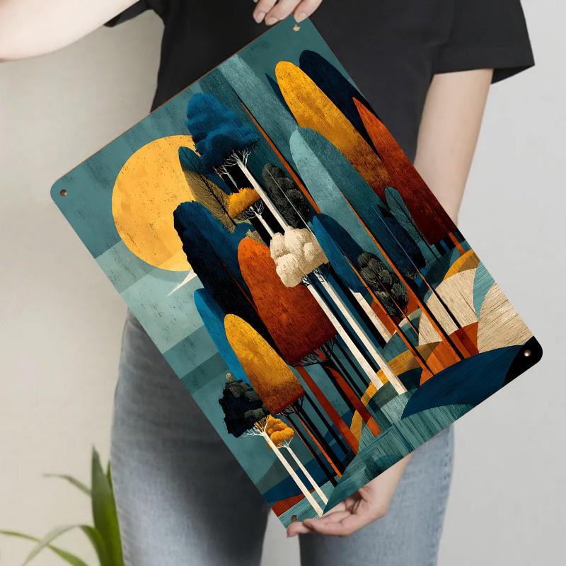 Modern Abstract Landscape Metal Wall Art Living RoomDecorative Painting Home Decor 20x30cm（7.8x11.8inch）