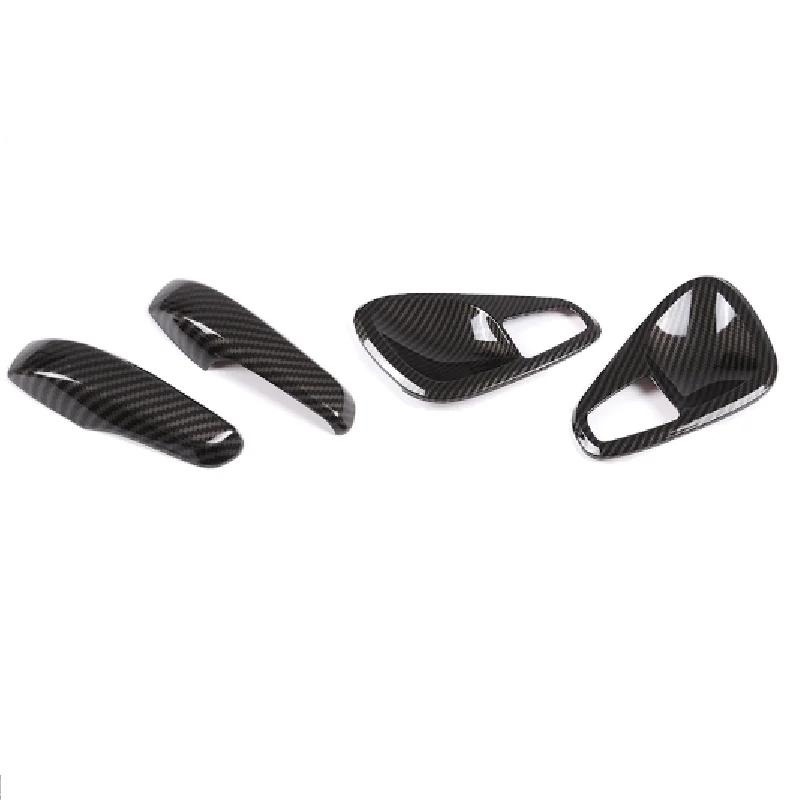 Door Armrest Handle Cover Trim And Door Bowl Frame Carbon fiber Sticker For Mercedes Smart Fortwo 451 2009-2014