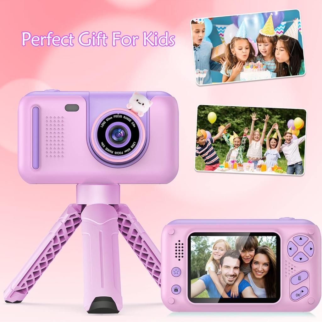 Upgraded Real 1080P Kids Camera with Flip-up Lens for Selfie & Video, 32GB SD Card Included, 2.4" Screen Camera Toy for 4-12 Years Old Girls Boys on