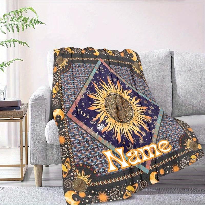Vintage Boho Indian Mandala Customize Your Name Blanket Warm Comfortable And Soft Blankets Are Suitable For Home Lunch Break Blanket Office Sofa Sofa