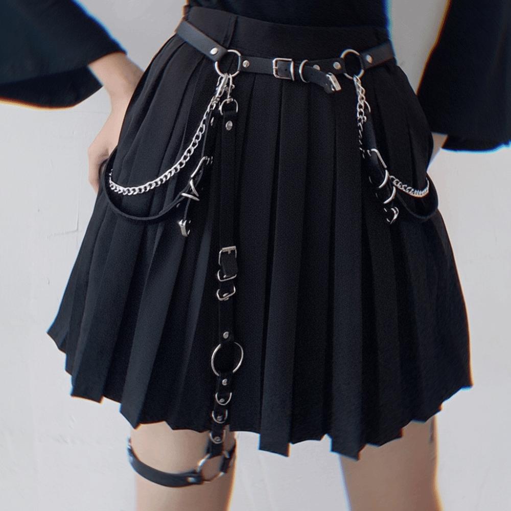 Hip Hop Skirt Belt Metal JK Leg Loop Personality Waist Chain  Girls