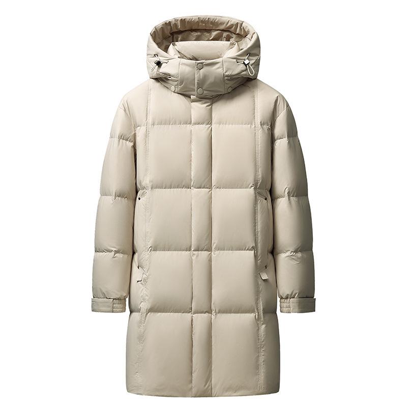 Men's Thickened Long Down Jacket - Winter Casual Over-the-Knee 90% White Duck Down Coat