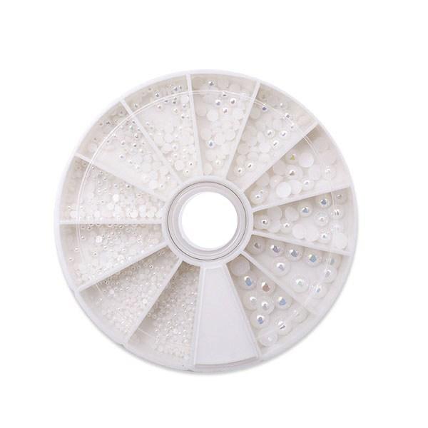 

People s Party Domestic half-pearl nail stone parts set pearl stone deco stone making materials, AB white, 2 pieces