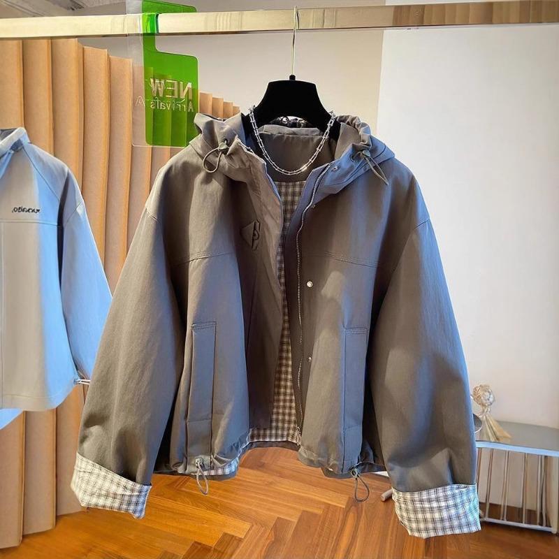 Plus Size Women S Hooded Windbreaker Jacket Workwear Style