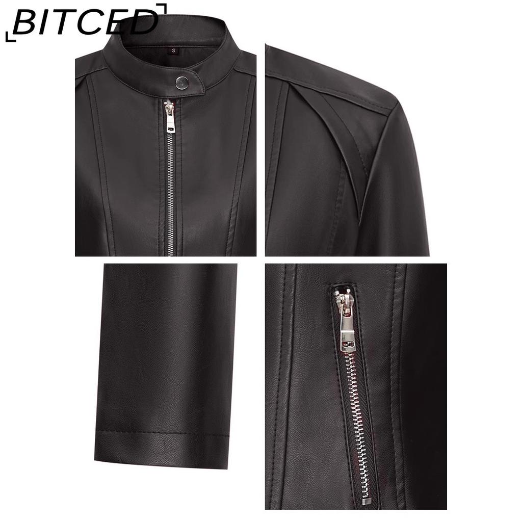 Fashionable Women's PU Leather Jacket, Stand Collar, Lightweight Spring/Autumn Style, Red Leather Jacket