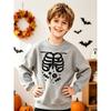 European sizes Halloween Boys Casual Skeleton Ribcage Candy Print Crewneck Sweatshirt Long Sleeve Pullover Graphic Top Kids Birthday Party