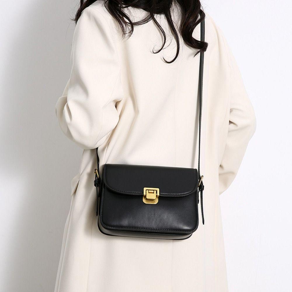 Solid Color Small Square Bag PU Leather Women's Armpit Bag Korean Buckle Shoulder Bag  Shooping