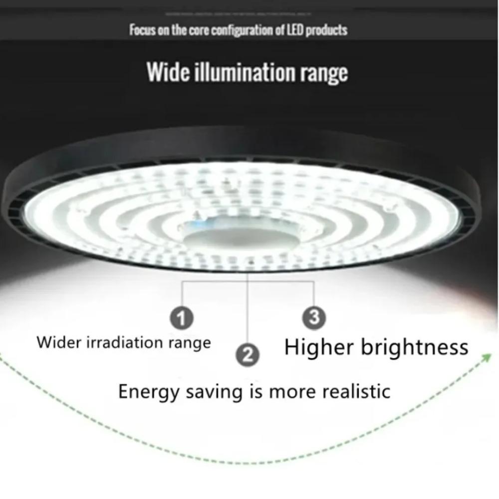 AC 220V Super Bright LED High Bay Light IP65 Waterproof UFO Warehouse Garage Light 100W 150W 200W For Gym Factory Lighting 6000K