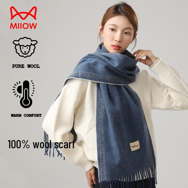 MiiOW Women's 100% Pure Wool Winter Scarf