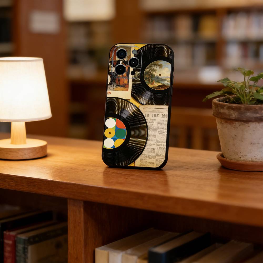 

Vinyl Record Phone Case For iPhone 17, 16,15,14,13,12,11 Plus,Pro Max, Others Soft Black Cover iPhone13ProMax