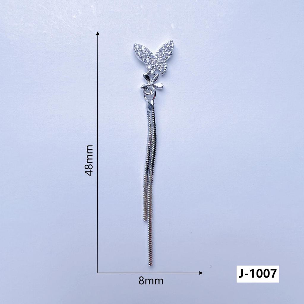 Flat-Bottom Tassel Chain Nail Art with Copper-Inlaid Zircon