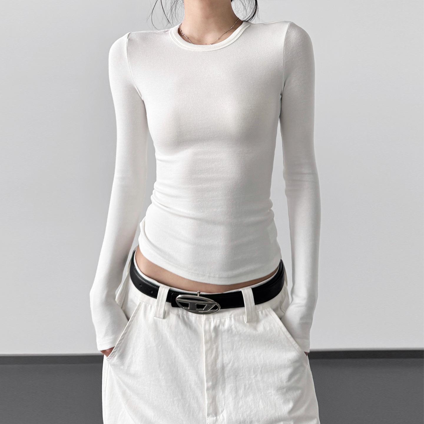 2025 Autumn Women s American Retro Slimming Long Sleeve T-Shirt M