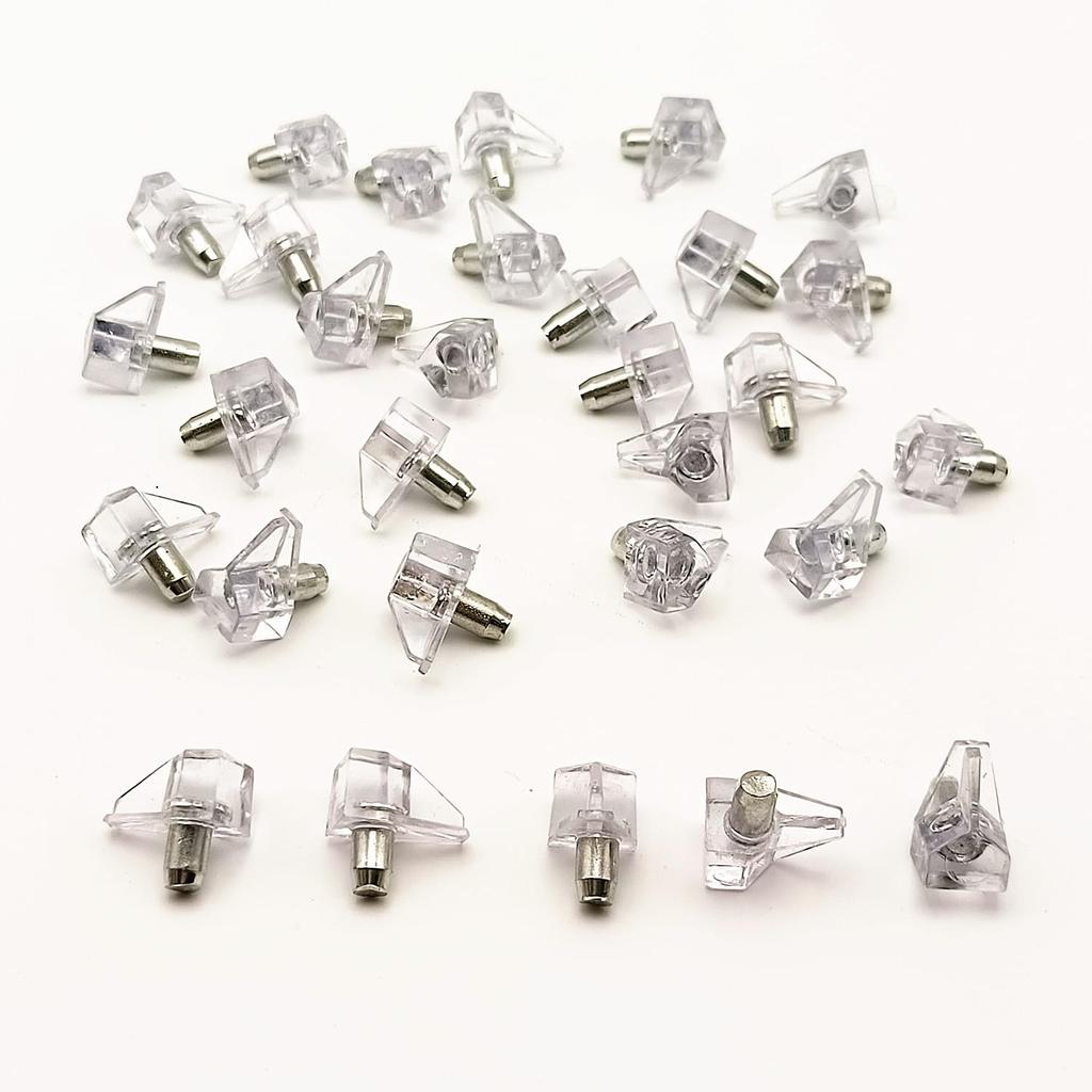30pcs Clear Plastic 5mm Shelf Pins, 3/16 Cabinet Shelf Support Pegs for Kitchen Cabinets Bookcase Shelves Cupboard (Transparent)