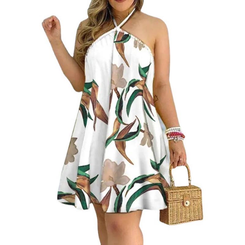 2022 Summer Off-Shoulder Halter Neck Loose Women's Dress