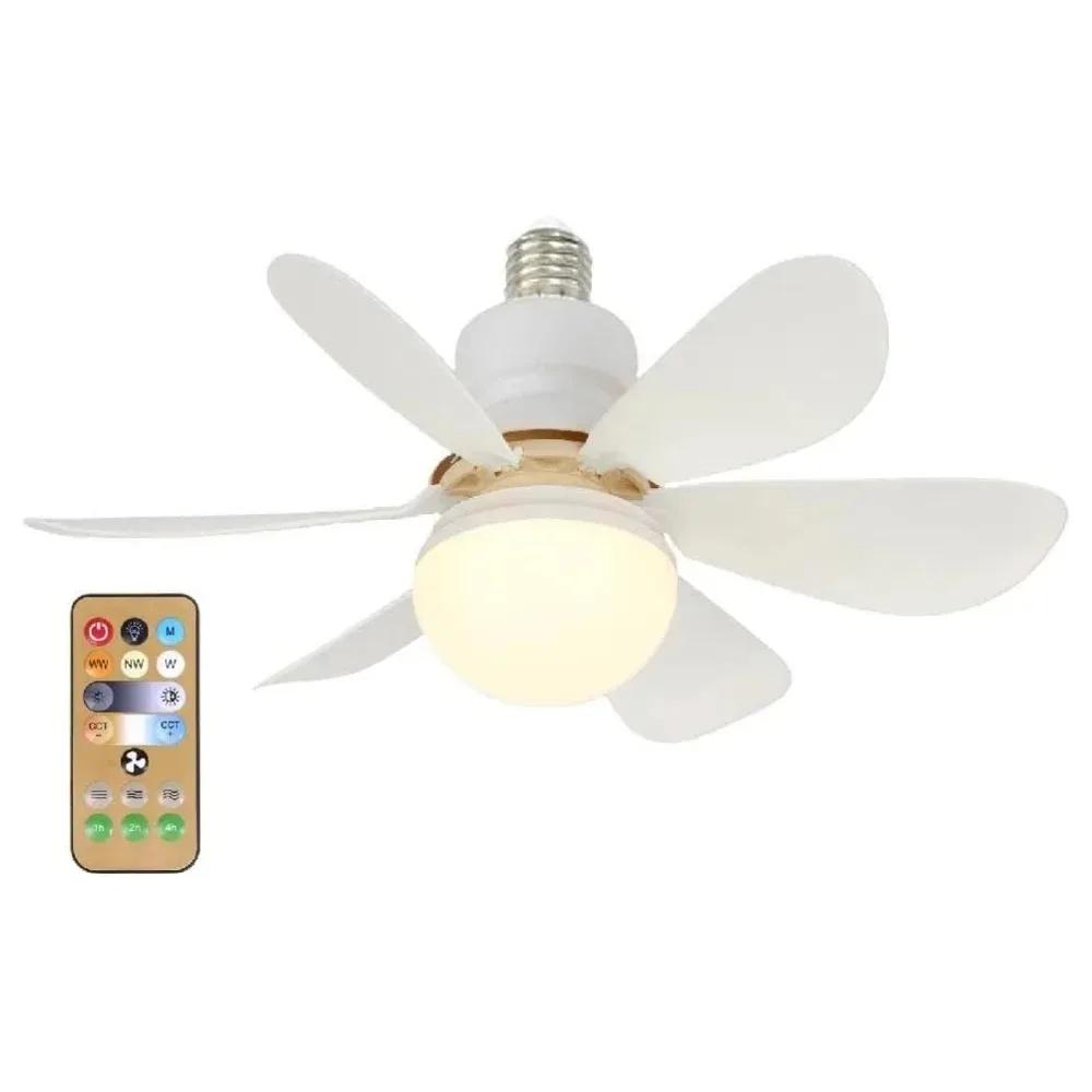 

Ceiling Fan with Light with Remote Control E27 LED Ceiling Fan Lamps for Room Living Room Bedroom Kitchen Home Use 30W (42cm) белый