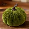 Velvet Stuffed Pumpkin Small Artificial Decoration, Fall Thanksgiving Soft Seasonal Floral Scene Accents Ornament, Autumn Harvest Tabletop Centerpiece
