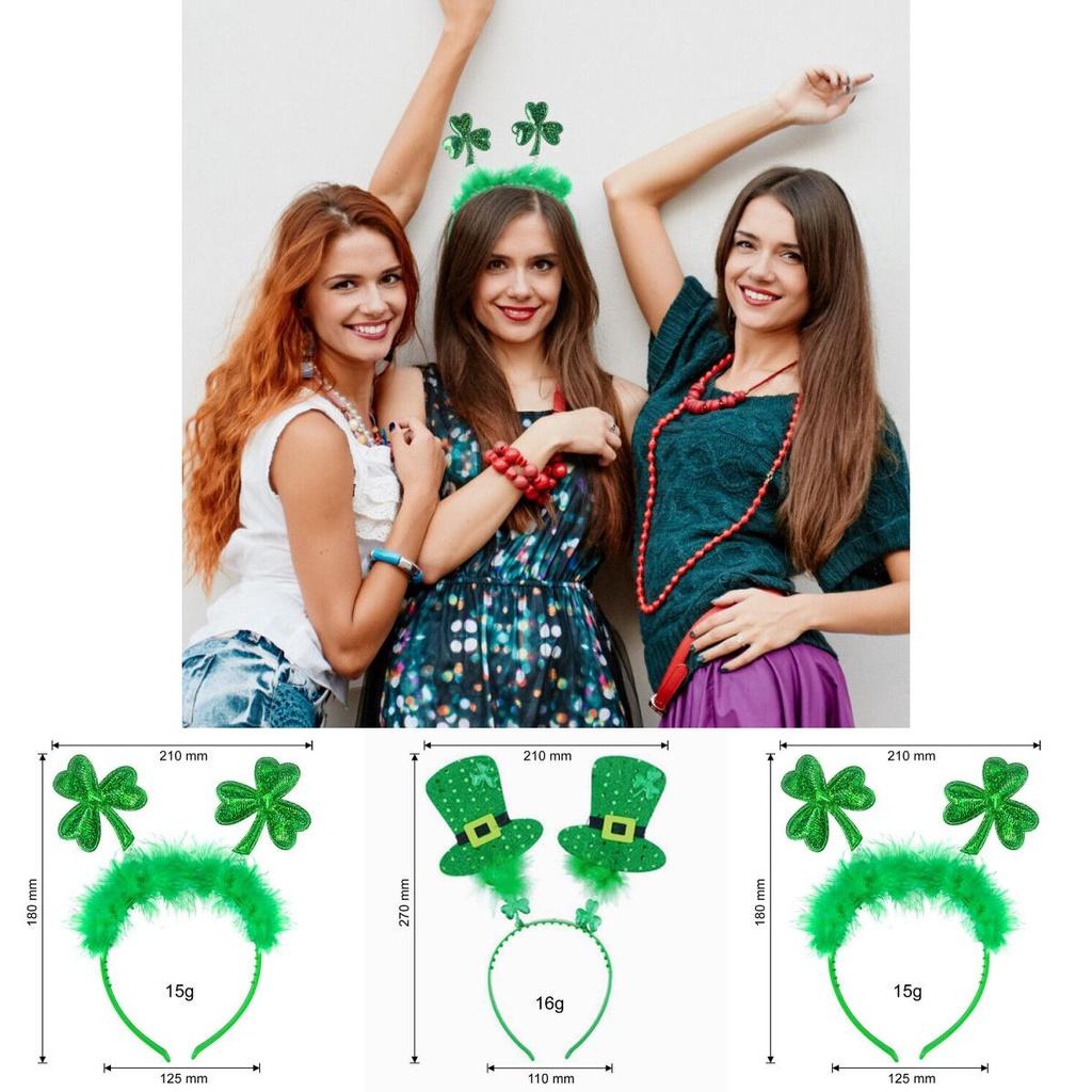 5pcs Green Clover Hair Band Elf Hat Accessories For St. Patrick's Day