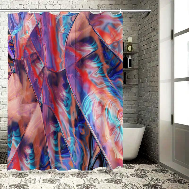 Abstract Geometric Shower Curtain with Vibrant Colors for Bathroom Decor Modern Design Home Accessories