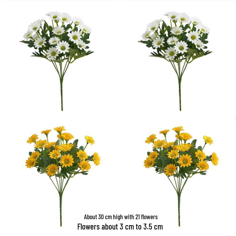 Little Daisy Chamomile Artificial Flower Arrangement - Dried Silk Bouquet for Table Decor and Photo Props.