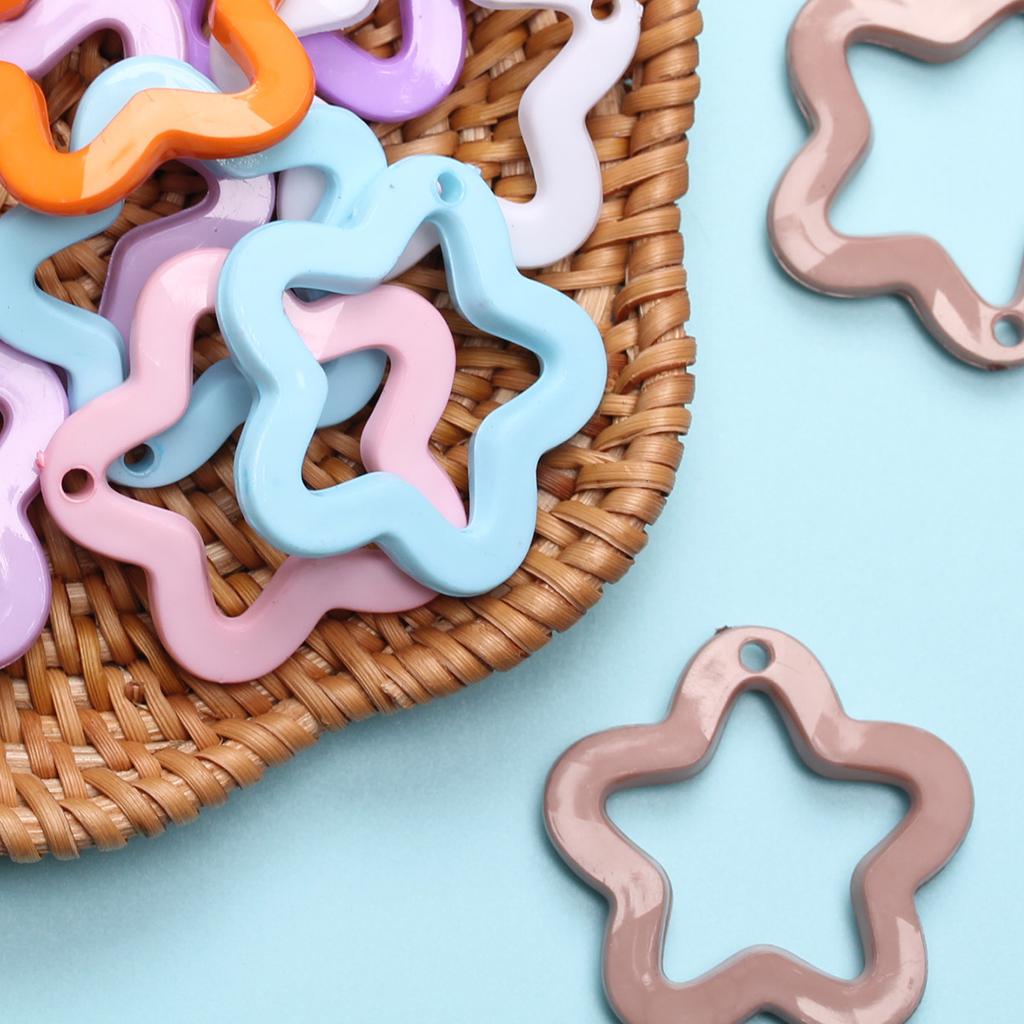 Home Candy Color 30mm Fashion Acrylic Pendants DIY Jewelry Material Pentagram Pendant for Necklace Earrings Making 20Pcs