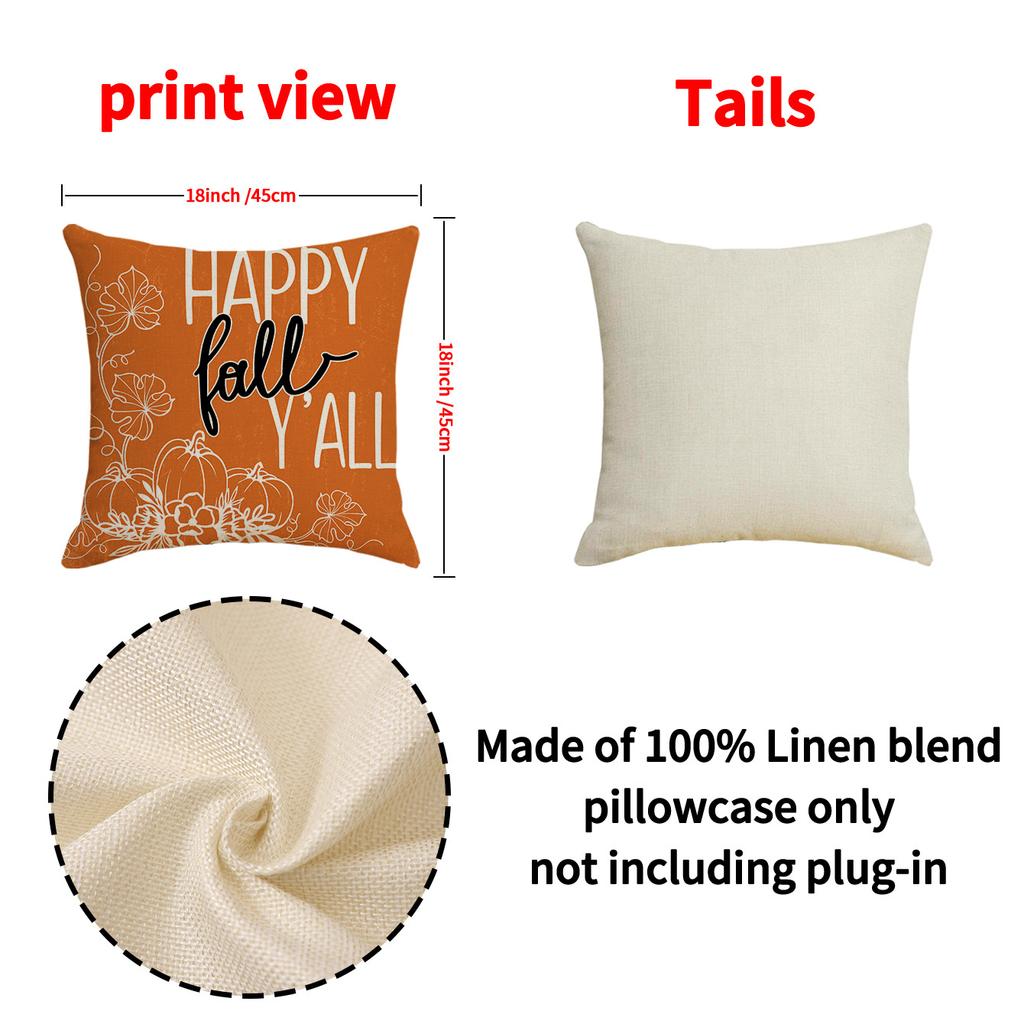 New Thanksgiving Pillow Cover Autumn Plaid Set Maple Leaf Print Cushion Indoor Versatile Sofa Cushion