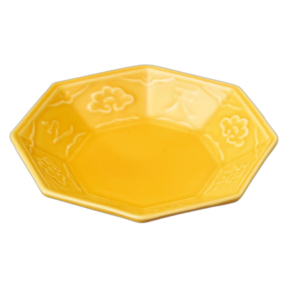 

Восьмиугольная тарелка с желтой глазурью Маленькая тарелка [12×11.5×2.5см]