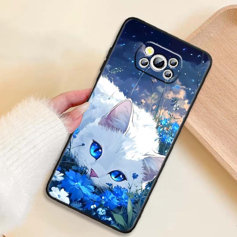 

Мультяшный Кот Милый Для Xiaomi Mi Poco F3 F4 F5 F6 X3 X4 X5 X6 X7 M3 M4 M5 M6 M7 GT Pro 5G Черный Чехол для Телефона Poco X5