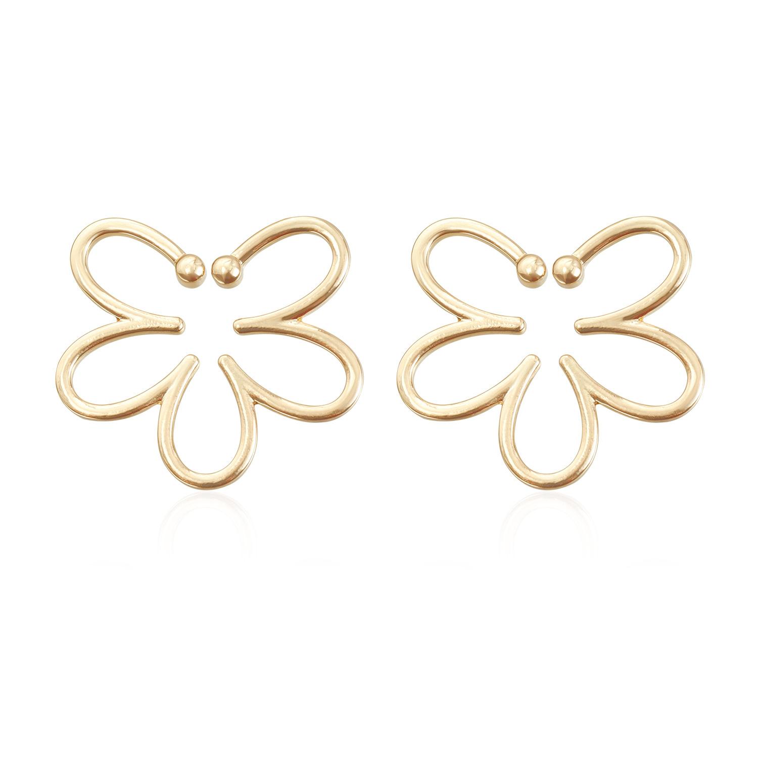 

European and American jewelry light luxury retro style flower U-shaped ear buckle ins wind sense, personality and creativity, no ear clips золотой