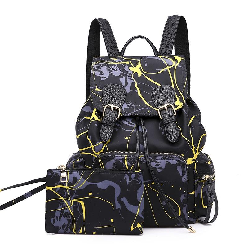 Versatile Korean Style Female Backpack With Graffiti Pattern And Pure Color