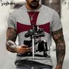 Vintage Knights Templar 3D Print T-Shirt Men's Summer Men Short Sleeve Tee Oversized Men and Women T-Shirts Street Y2k Clothes