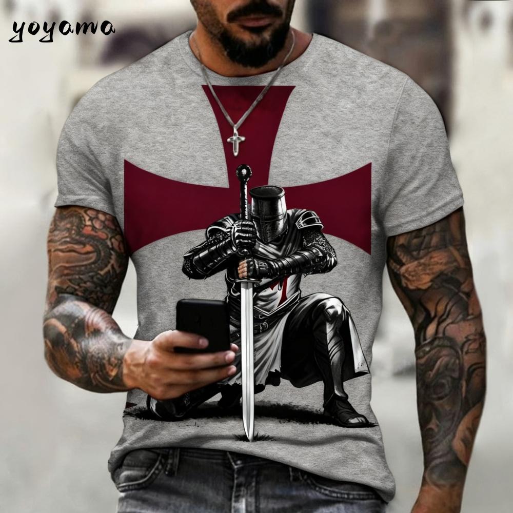

Vintage Knights Templar 3D Print T-Shirt Men s Summer Men Short Sleeve Tee Oversized Men and Women T-Shirts Street Y2k Clothes XXS