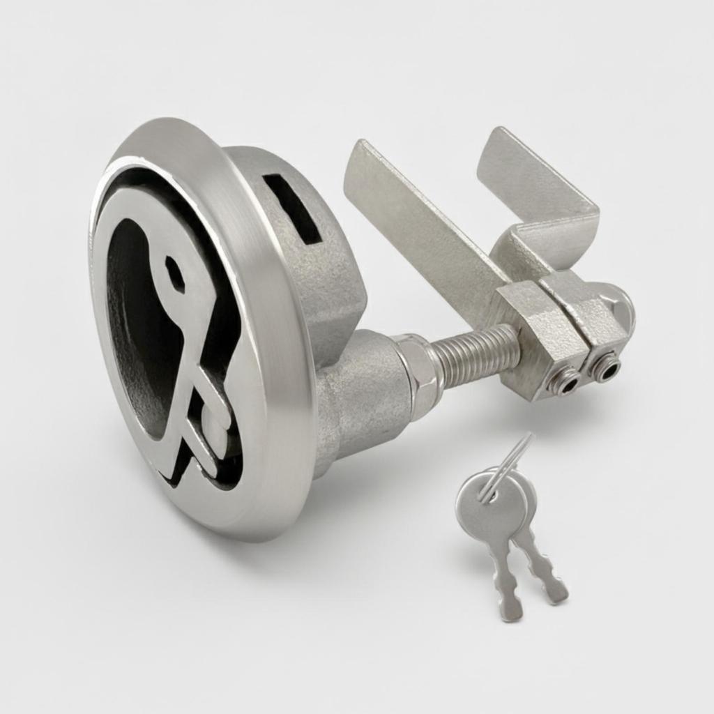 KeyOperated Deck Latch with Builtin Handle Resistant Round Faceplate Boat Lock Keys Keyed