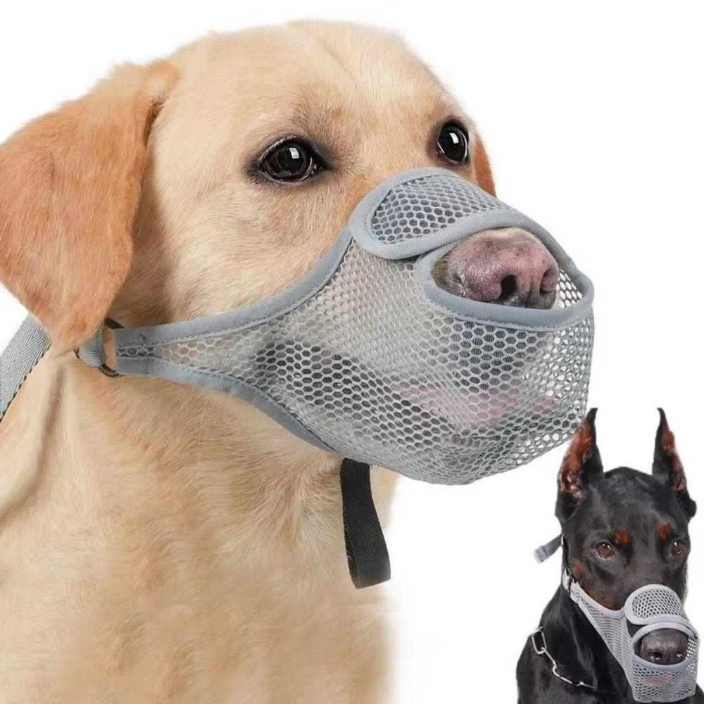 Adjustable Strap Mesh Dog Muzzle Breathable Pet Mouth Mask Comfortable Dog Mouth Cover  Medium Dogs
