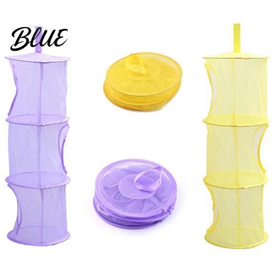 Mesh Hanging Bag for Home Foldable Organizer Useful Cloth 3 Compartments Storage Basket