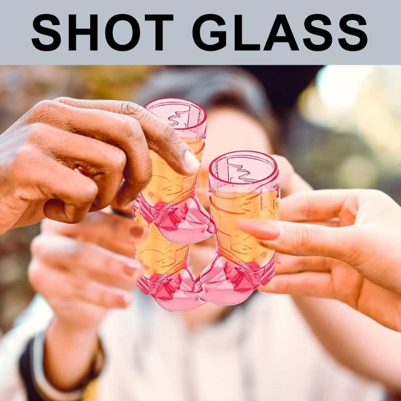6Pcs Drinking Cups Plastic Shot Glasses Cowboy Boot Shape Plastic Party Cups Plastic Beer Cup Western Party Supplies