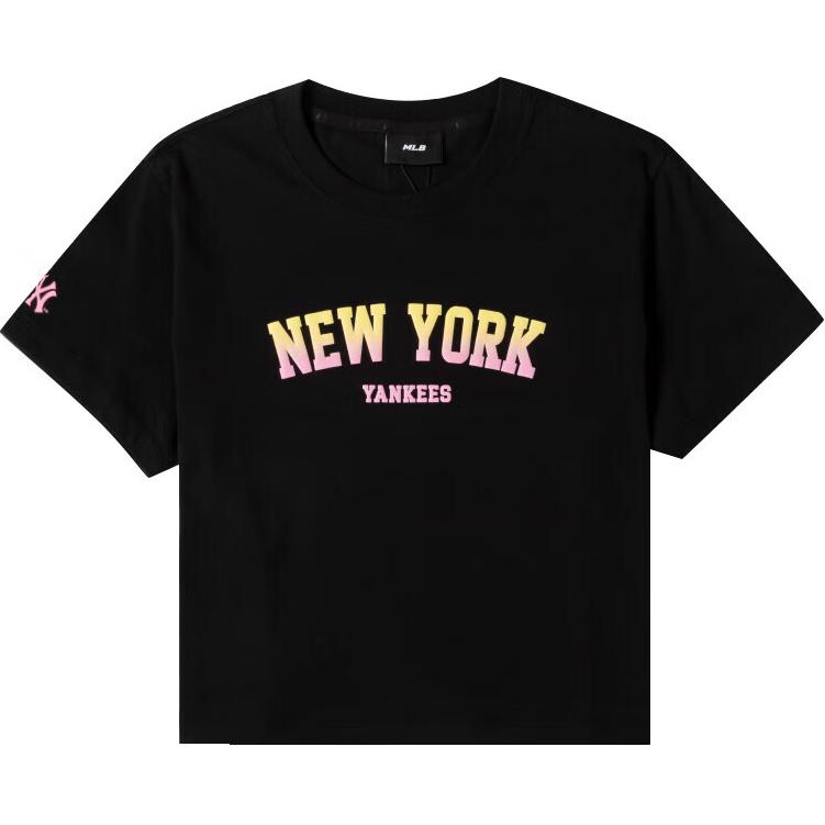 New MLB Drop Shoulder Sleeve T Shirt Women's Black 3FTSV1443-50BKS