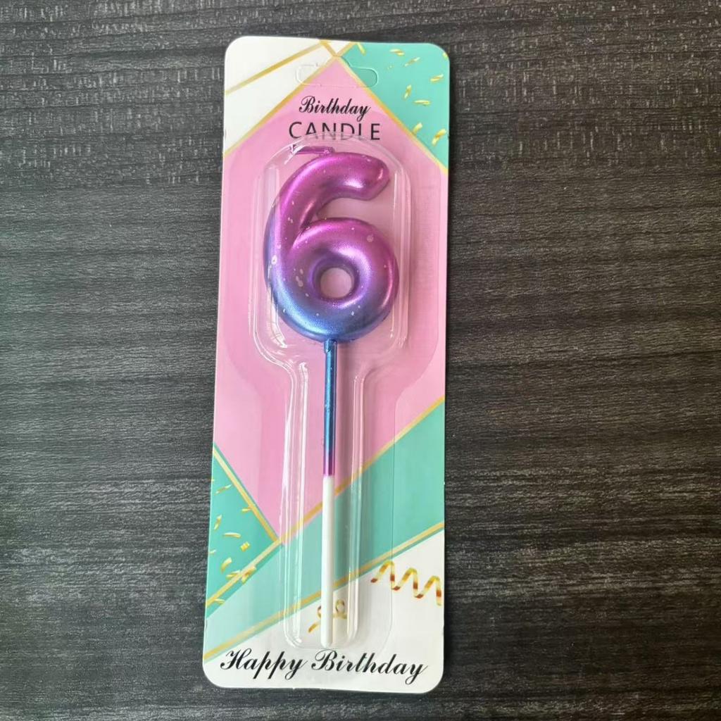 Ins Galaxy Gradient Digital Birthday Candle Ornament Pink Blue Purple Layout Party Cake Baking Plug-in Card