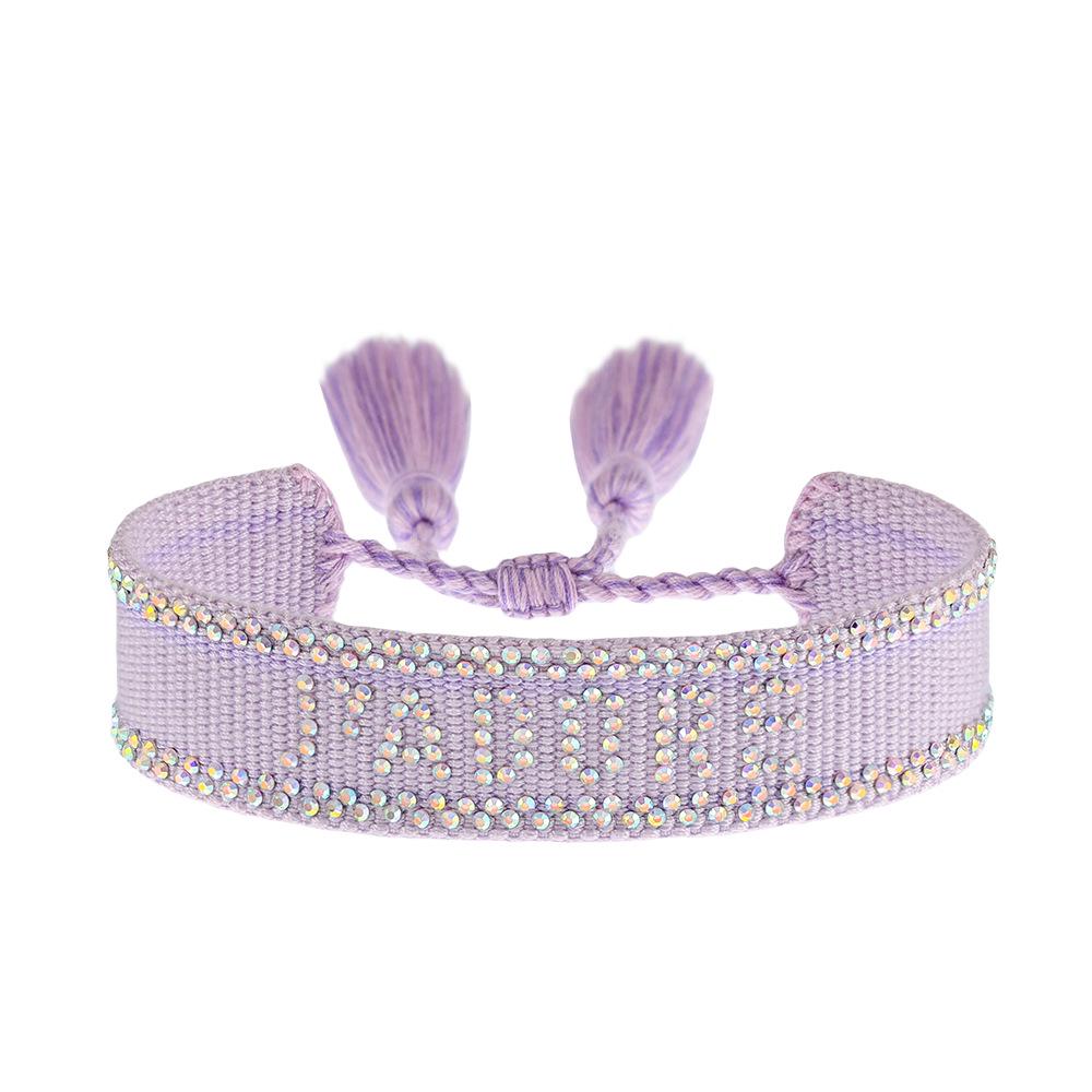 Seven-Color Full Diamond Woven Bracelet with 'JADORE' Letter, Handmade Tassel Chain, Crystal Design for Women