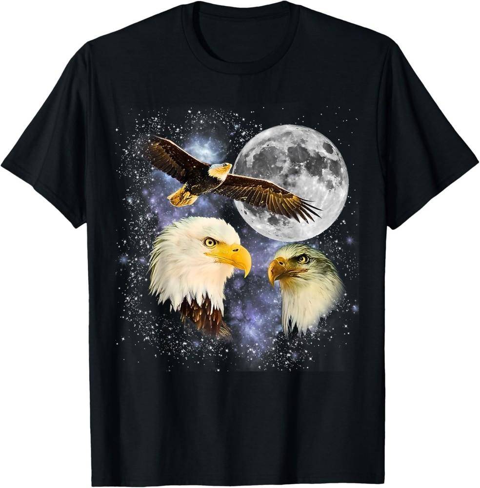 

Three Bald Eagle Moon Meme Funny American Bird Eagles Lover unisex T-Shirt XL