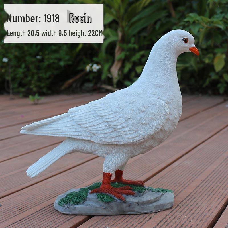 Resin White Pigeon Figurine for Outdoor Garden Decoration