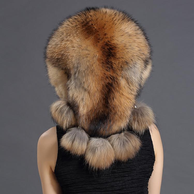 Nuovo cappello Lei Feng in vera pelle con pelliccia di volpe cappello di pelliccia autunno e inverno cappello da donna nord-orientale pelo di procione cappello grande a cinque pompon cappello alla moda