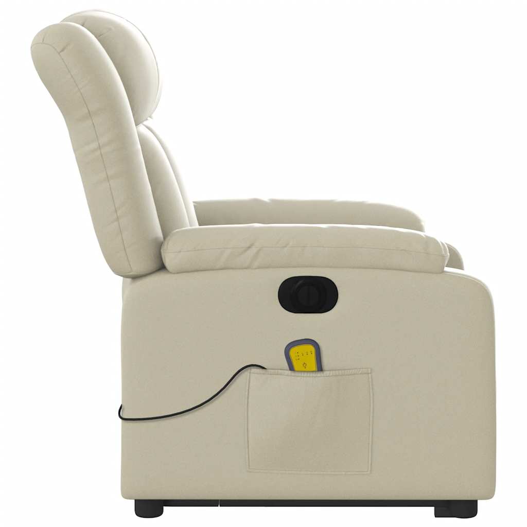 Electric Massage Recliner with Rising Function Cream Faux Leather