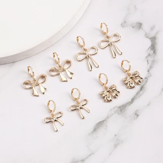 1 para kolczyków damskich kształt gładki wydrążony polerowany kokarda dekoracja ucha biżuteria bal