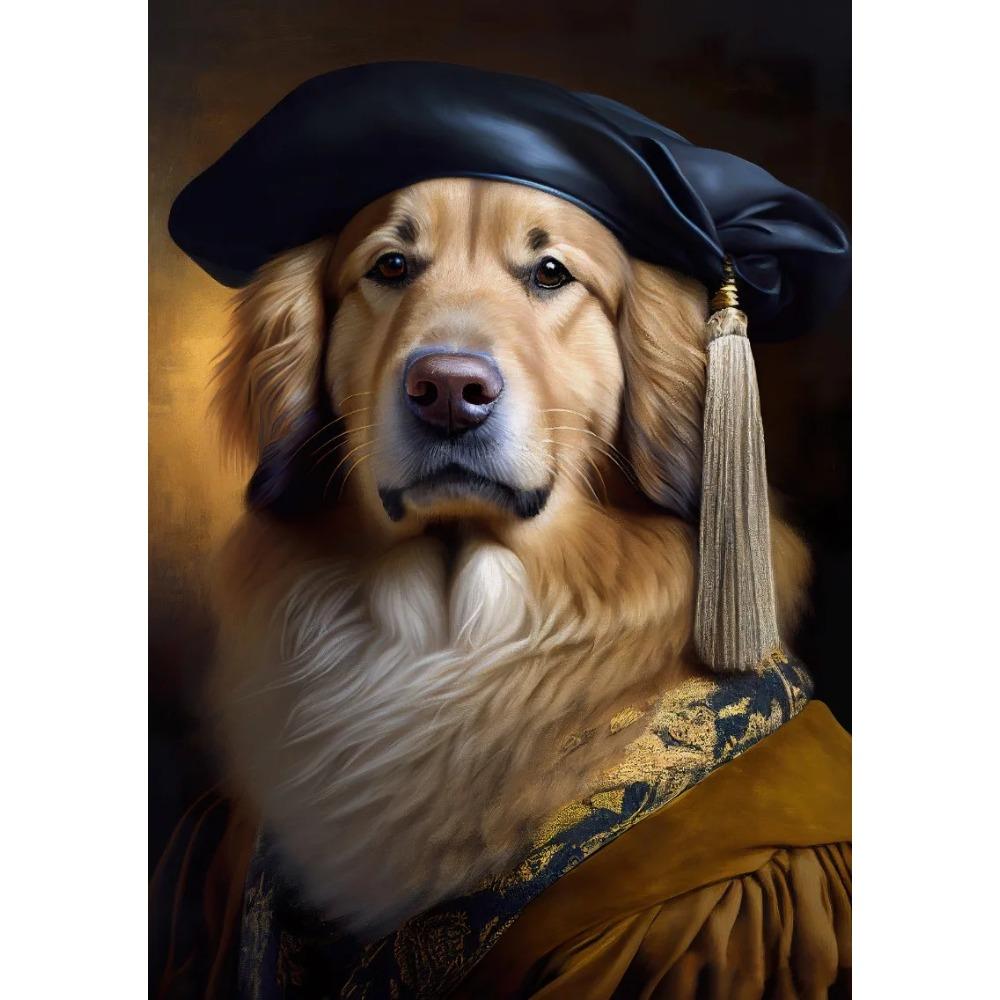 Animal Portrait Lion Fox Golden Retriever In Military Uniform Poster Print Wall Art Pictures Canvas Painting Room Home Decor