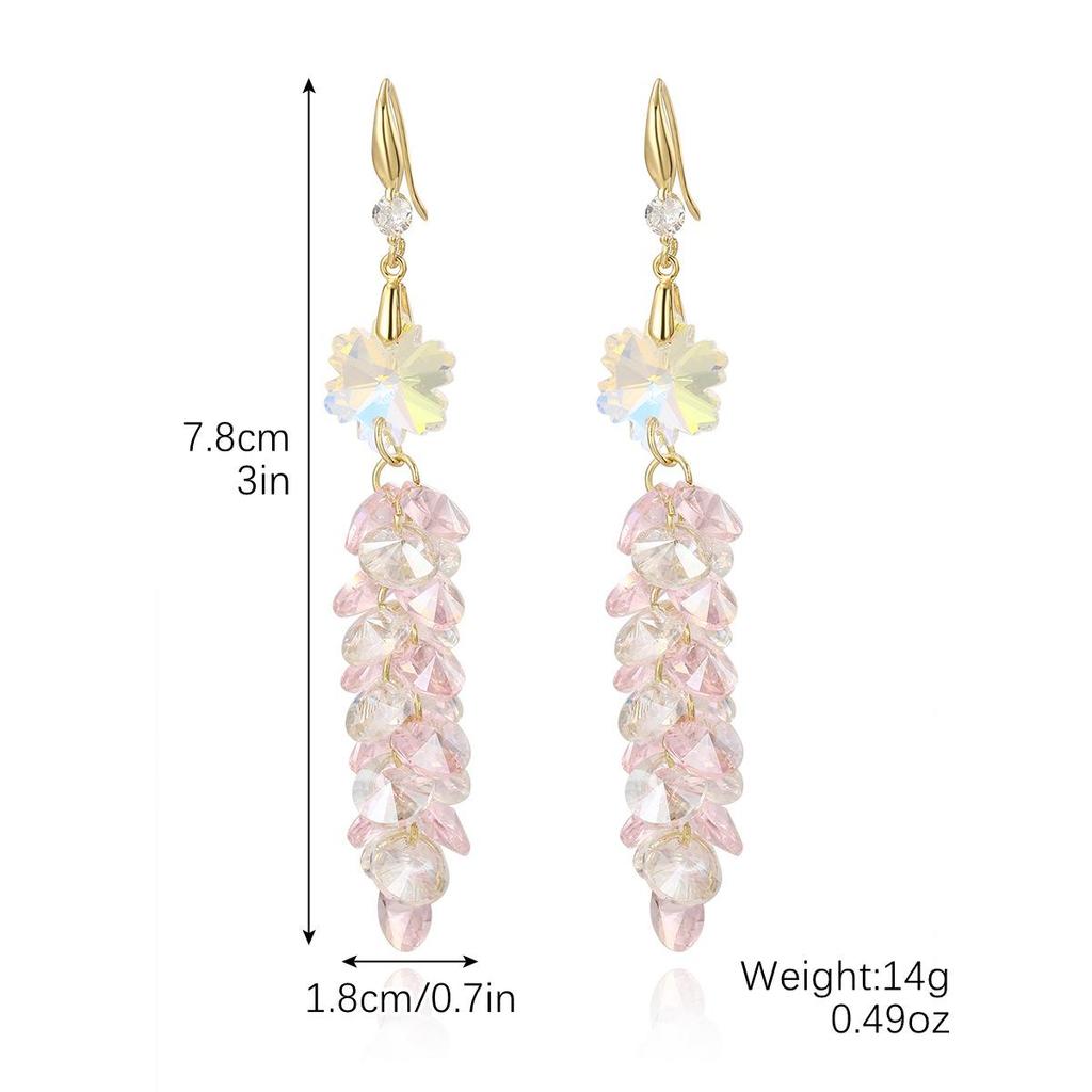 Exaggerated Grape Bunch Crystal Earrings INS Light Luxury Temperament Zirconia Inlaid High-grade Everyday Dainty Ear Jewelry