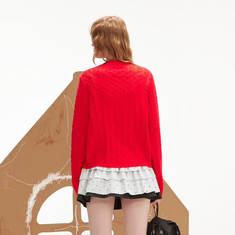 UNIFREE American College Style Embroidered Knit Cardigan