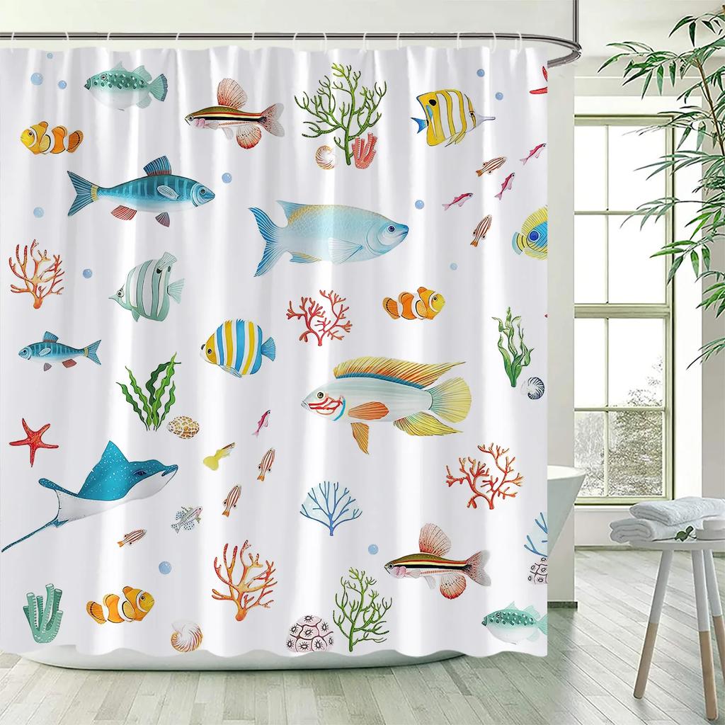 Cartoon Shower Curtain London Red Bus Flowers Cute Car Kids Bath Curtains Creative Pattern Polyester Fabric Home Bathroom Decor