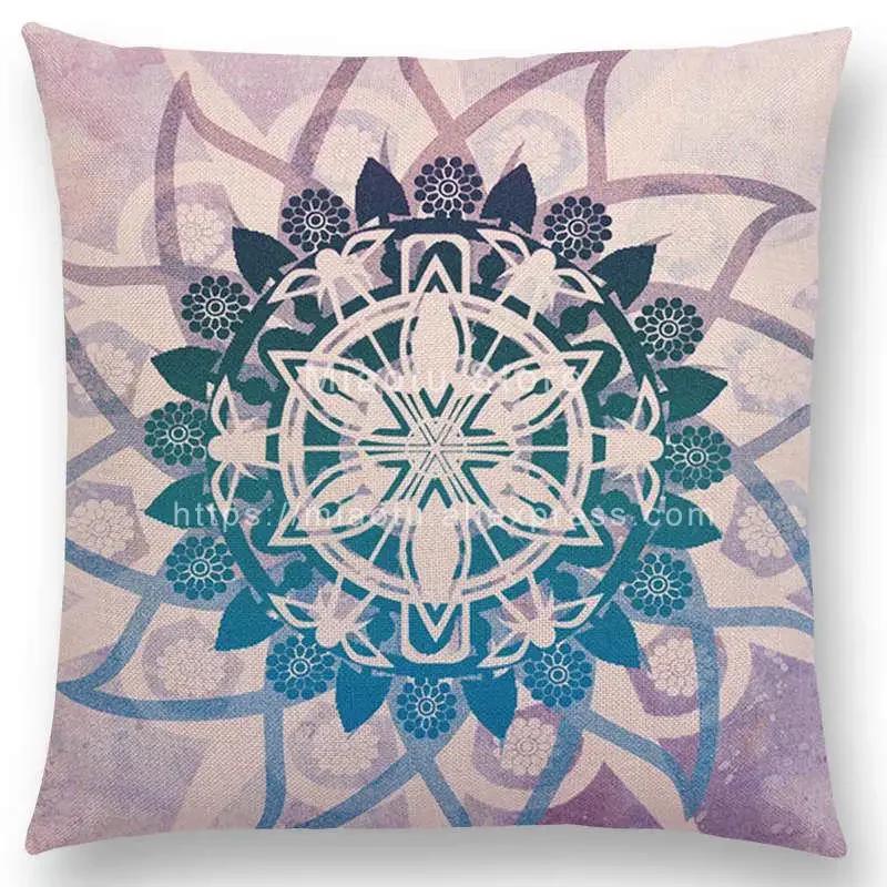 New Dreamy Sun Moon Stars Colorful Lotus Eternity Mandala Gorgeous Floral Pattern Design Prints Cushion Cover Pillow Case