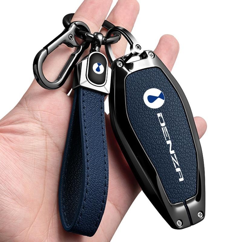 Car Key Cover Case For Denza N7 N8 N9 Z9Gt Zinc Alloy Leather Remote Control Protector Holder Shell Keychain Auto Accessories