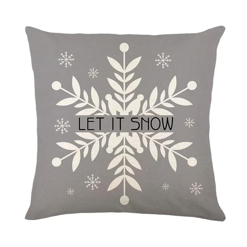 Christmas Snowflake Throw Pillow Cover Deer Printing Home Decorative Cushion Cover for Sofa New Year Decor Linen Pillowcase